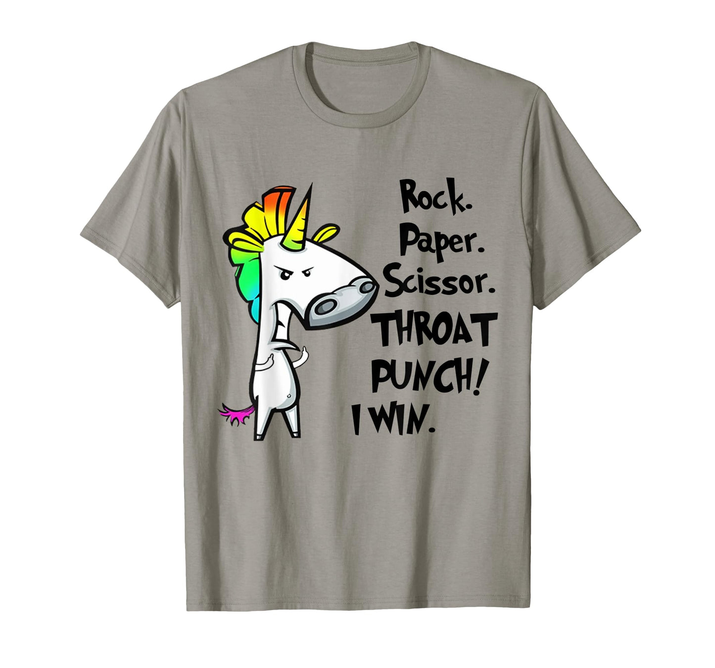 Unicorn Rock Paper Scissors Throat Punch I Win T-Shirt