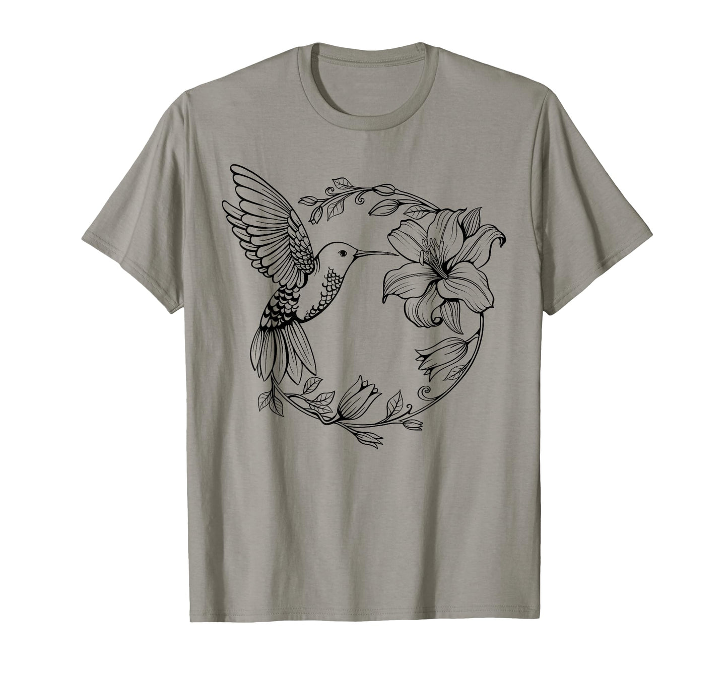 Hummingbird with Flowers Art For Men Women Birds Lovers T-Shirt