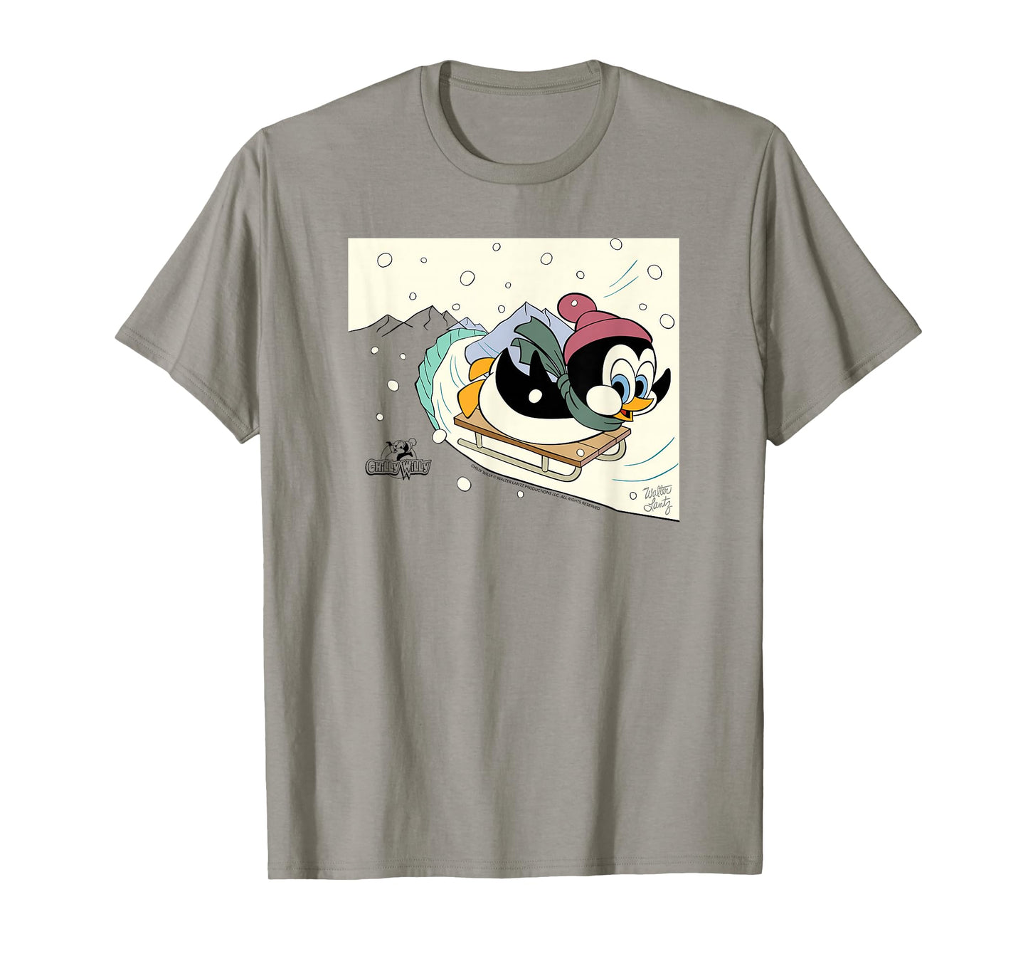 Chilly Willy the Penguin Sledding Holiday T-Shirt