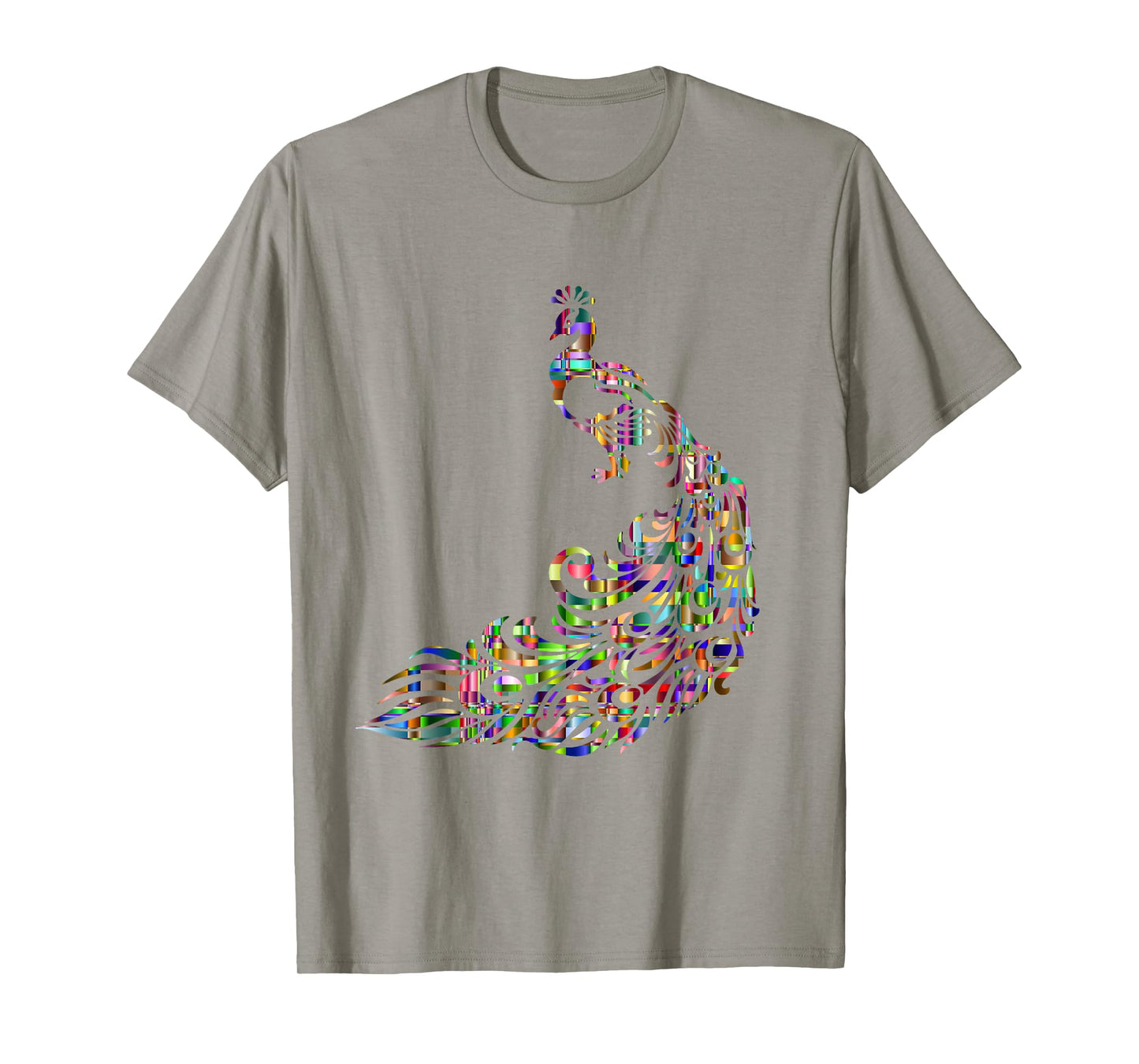 Colorful Peacock Bird T-Shirt, Cool Rainbow Art Tee T-Shirt