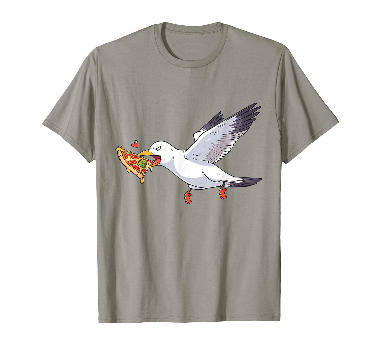 Cranky Seagull Funny Shirt Beach Birds Stealing Pizza Summer T-Shirt