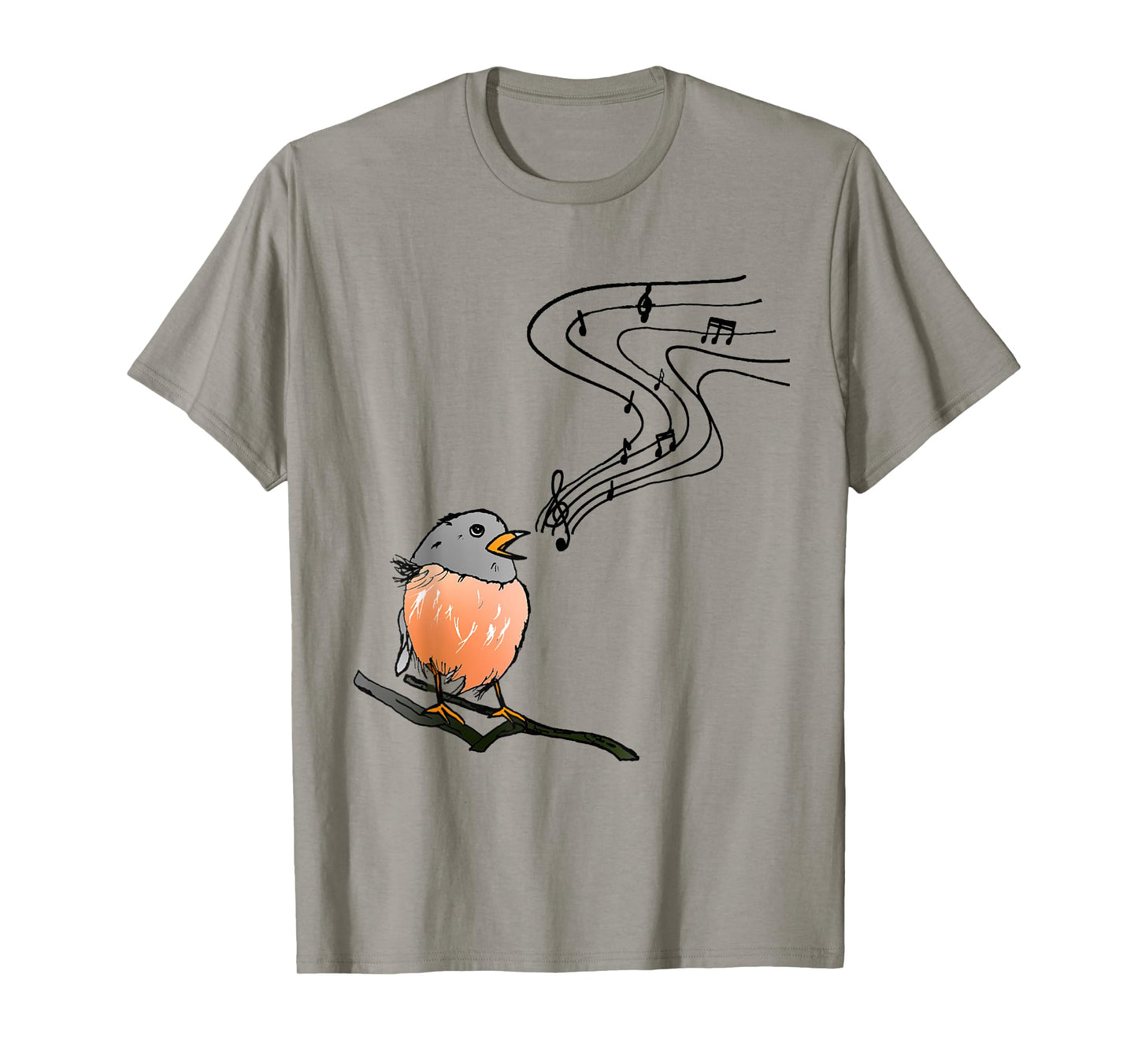 Singing bird music notes European robin bird watching T-Shirt