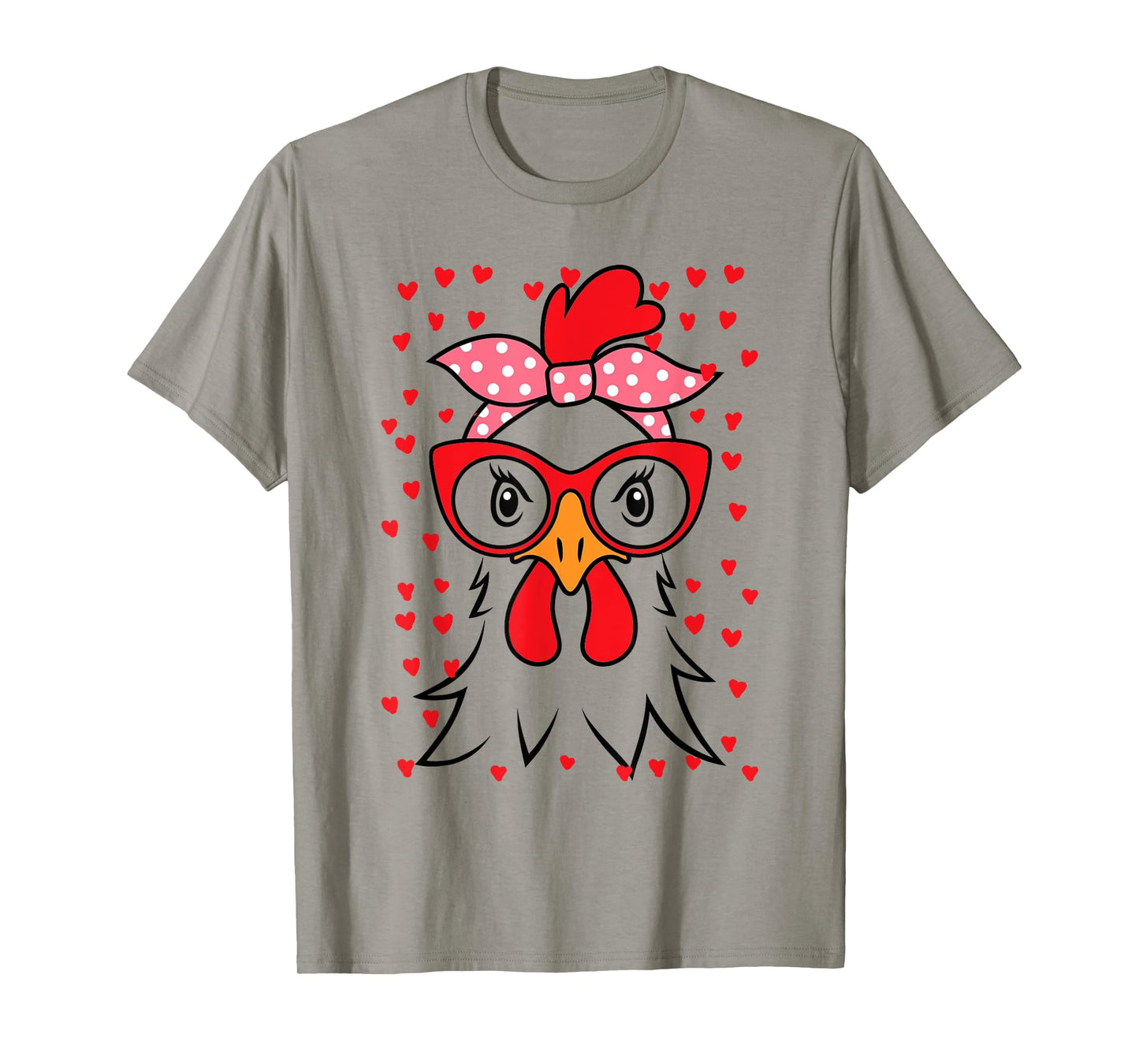 Cute Women Girl Chicken With Bandana Headband and Glasses T-Shirt