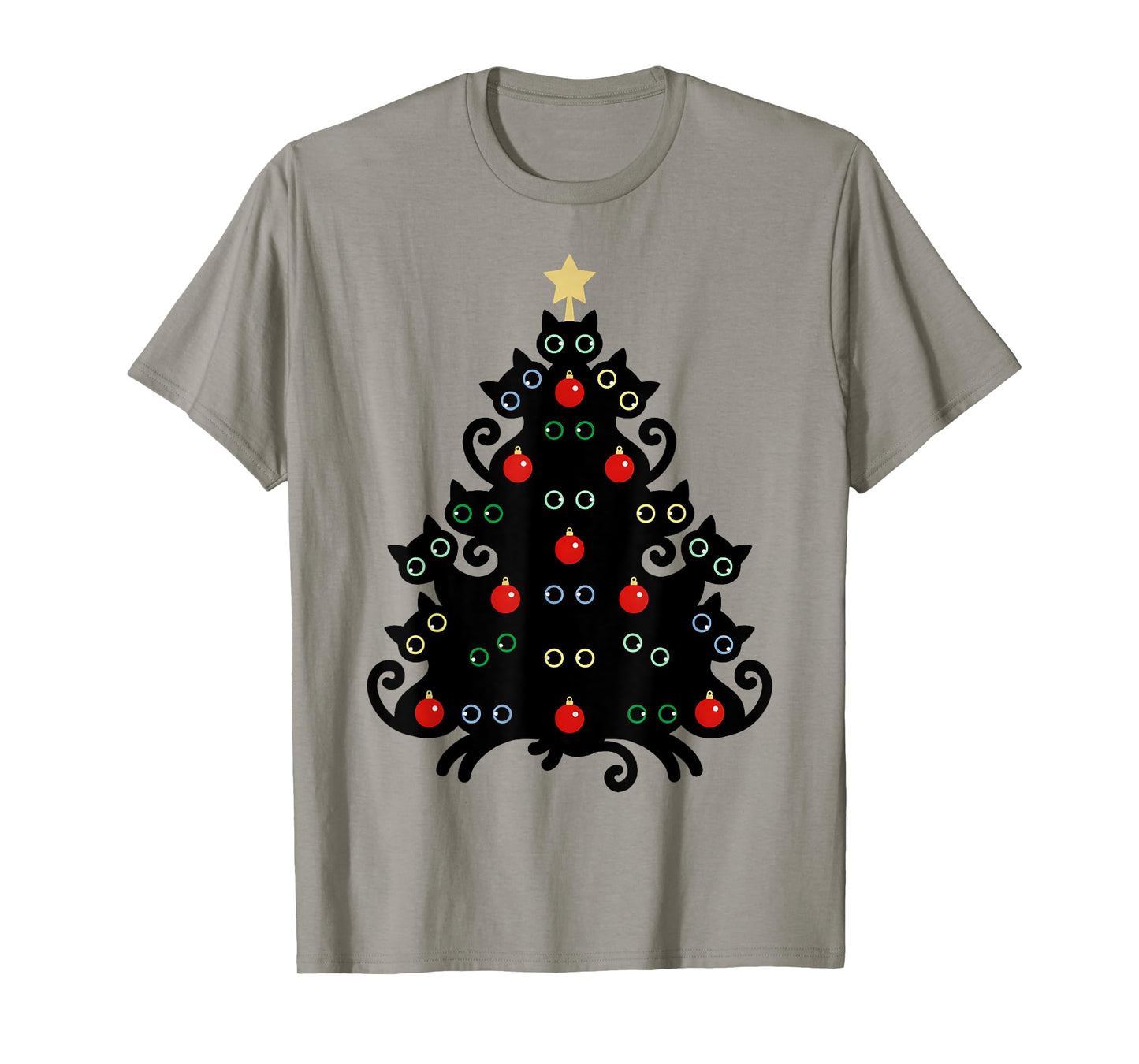 Cat Christmas Tree X-Mas Holiday Kitten Funny Black Cats Men Women Kids T-Shirt