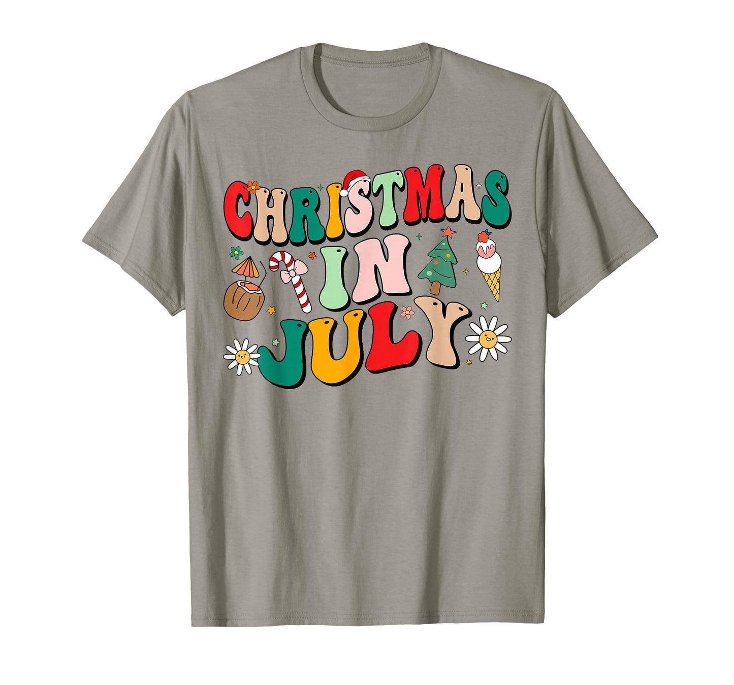 Christmas In July Shirts Groovy Xmas Summer Men Women Kids T-Shirt