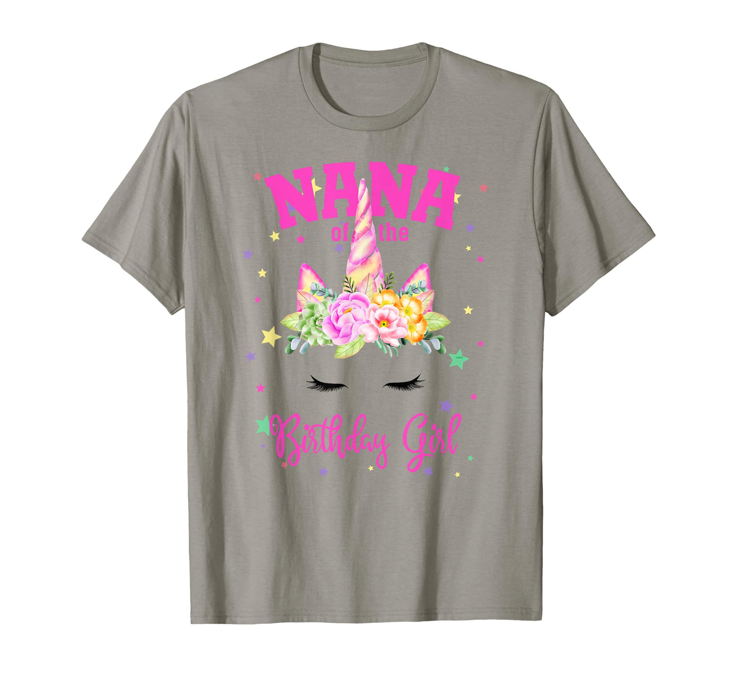 Nana of the Birthday Girl! Unicorn Face Theme T-Shirt