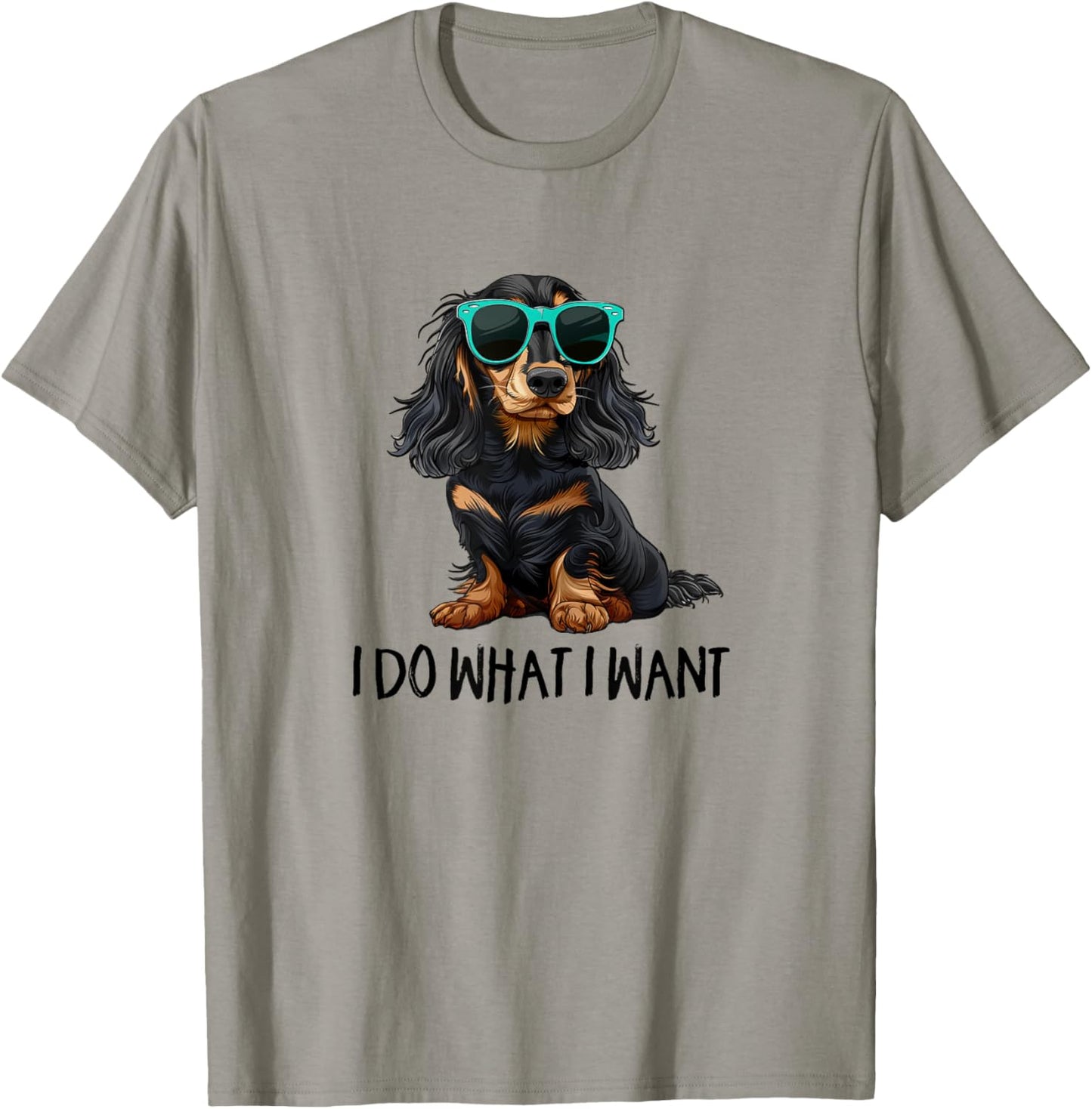 Funny Do What I Want Black Long Haired Dachshund Lover T-Shirt