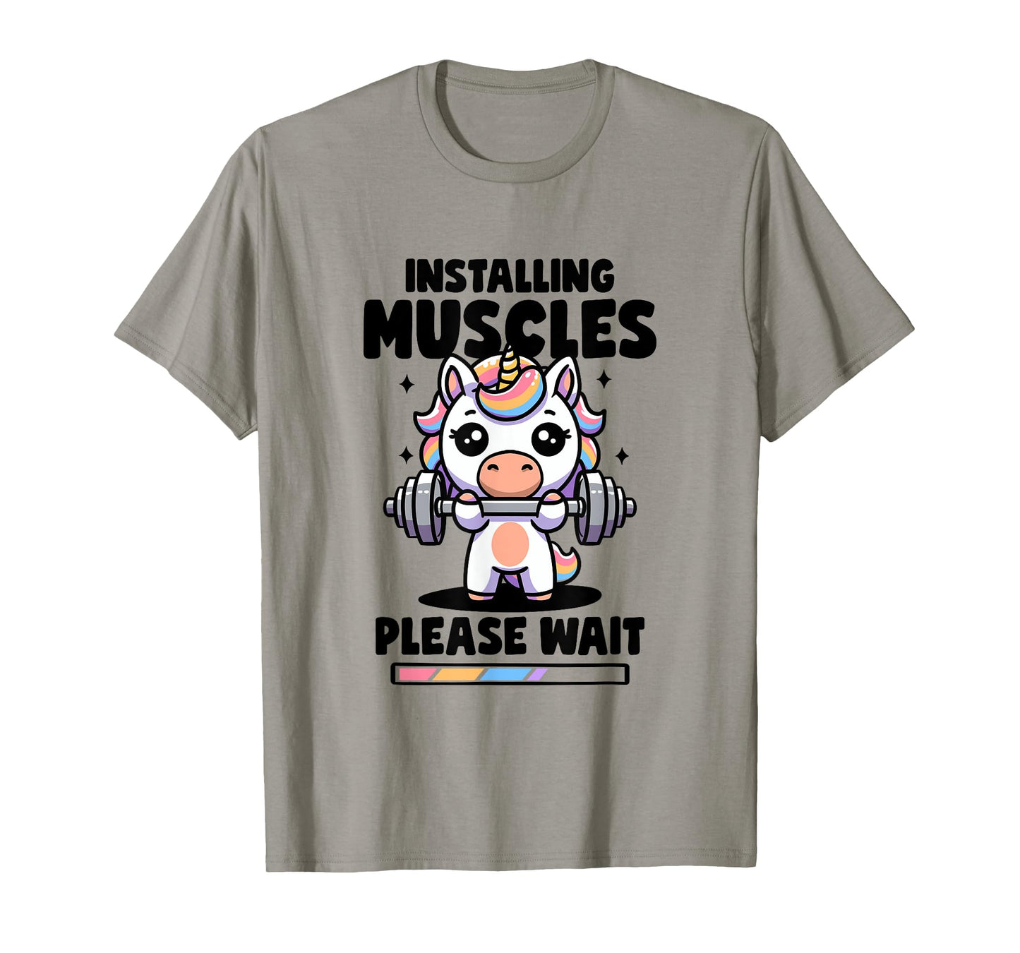 Installing Muscles Please Wait Unicorn Gym Quote Unicorn T-Shirt