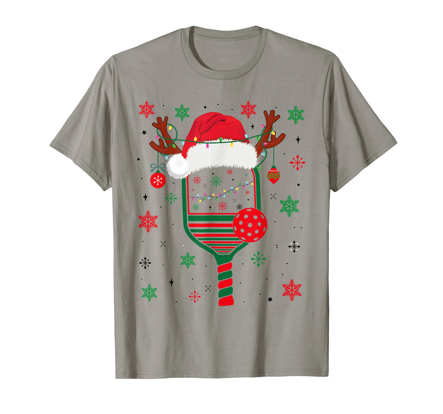 Pickleball Player Christmas Holiday Reindeer Xmas Women Men T-Shirt