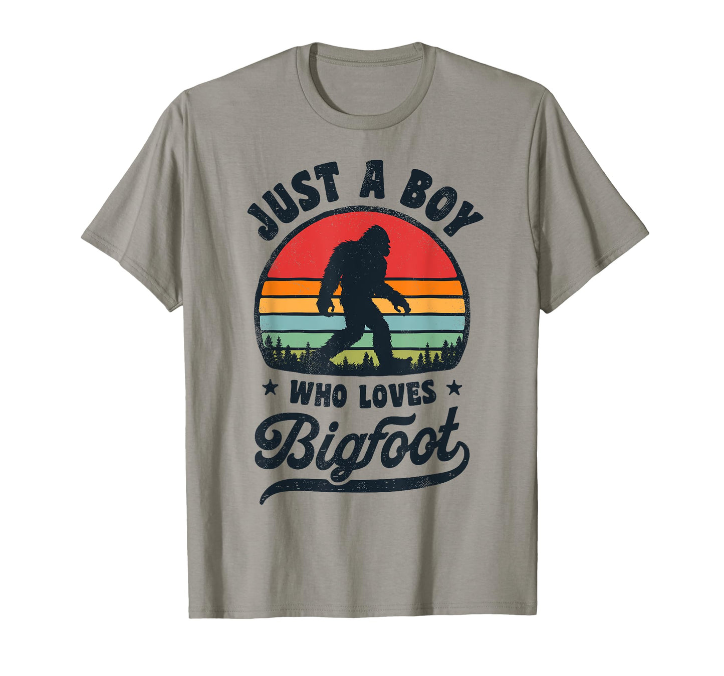 Bigfoot Just A Boy Who Loves Sasquatch Funny Retro Vintage T-Shirt
