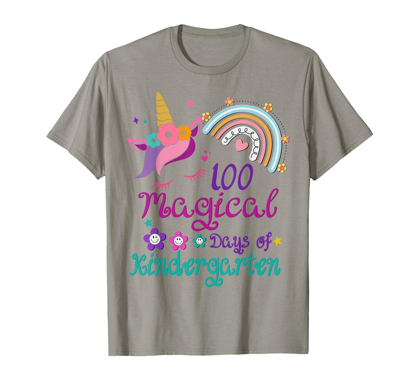 100 Days Of Kindergarten 100th Day School unicorn girls T-Shirt