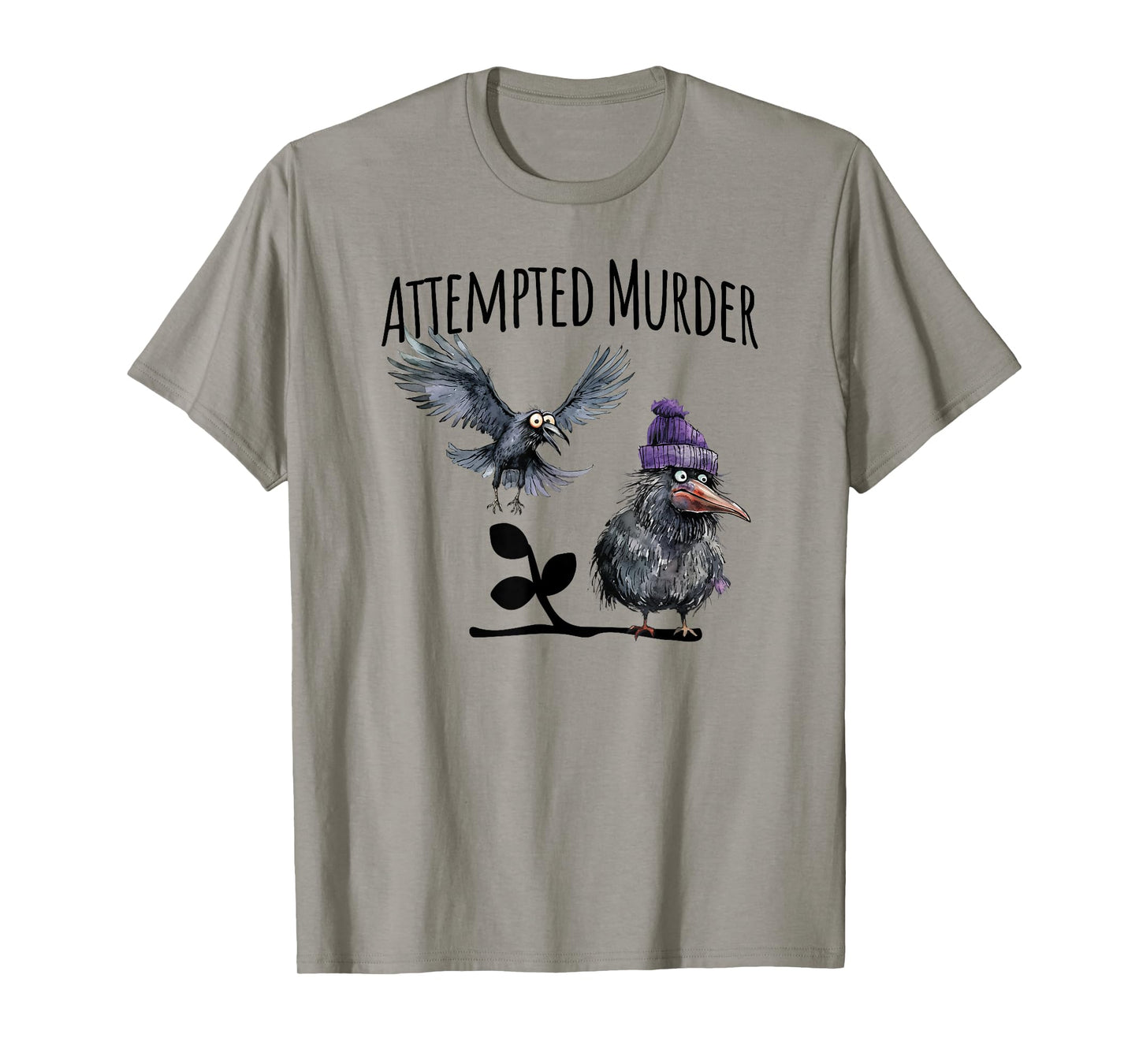 Attempted Murder funny crow visual pun design T-Shirt