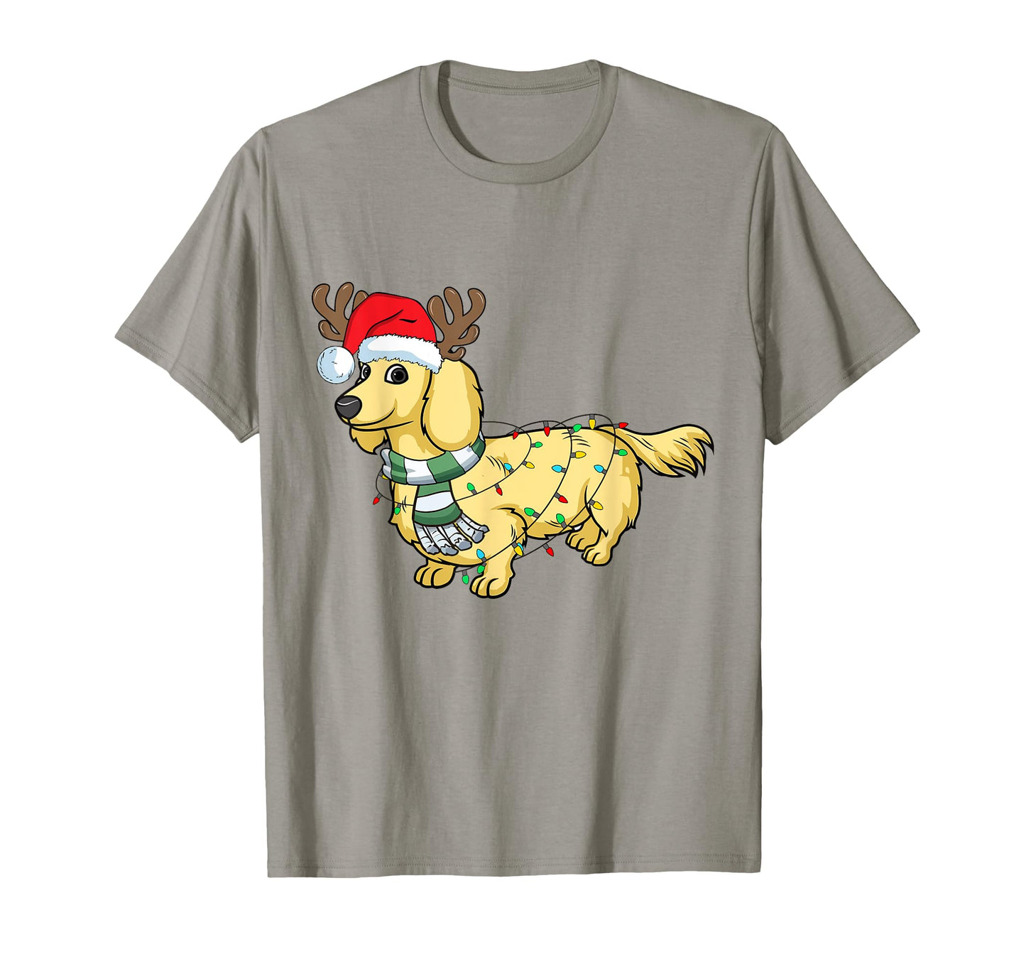 Cream Dachshund Reindeer Santa Dog Merry Christmas T-Shirt
