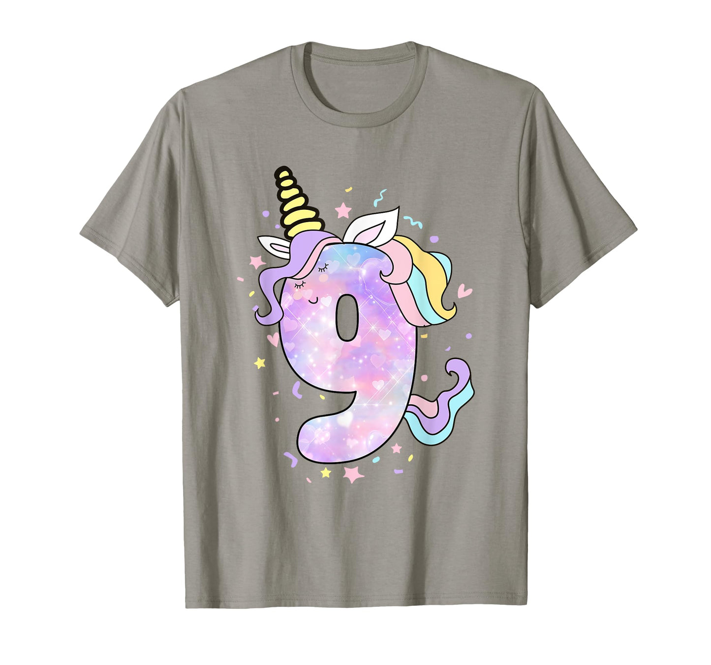Unicorn Birthday Shirts for Girls Outfit 9th Nine Year Old T-Shirt