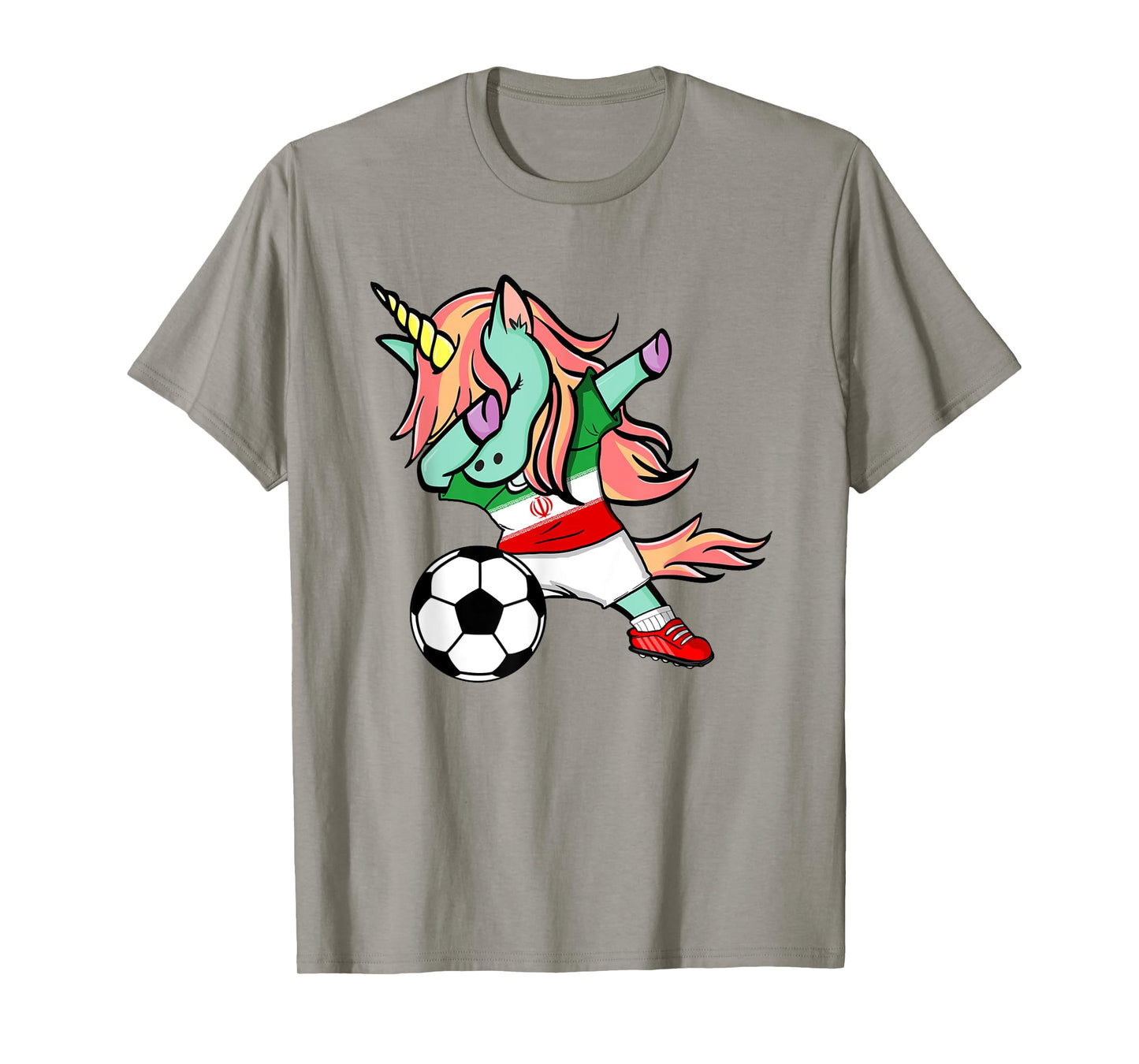Funny Dabbing Unicorn Iran Football Team Iranian Flag Pride T-Shirt