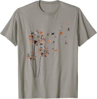 Cute Dandelion Cats Flower Colorful Pet Cat Funny Cat Mom T-Shirt for Men Women