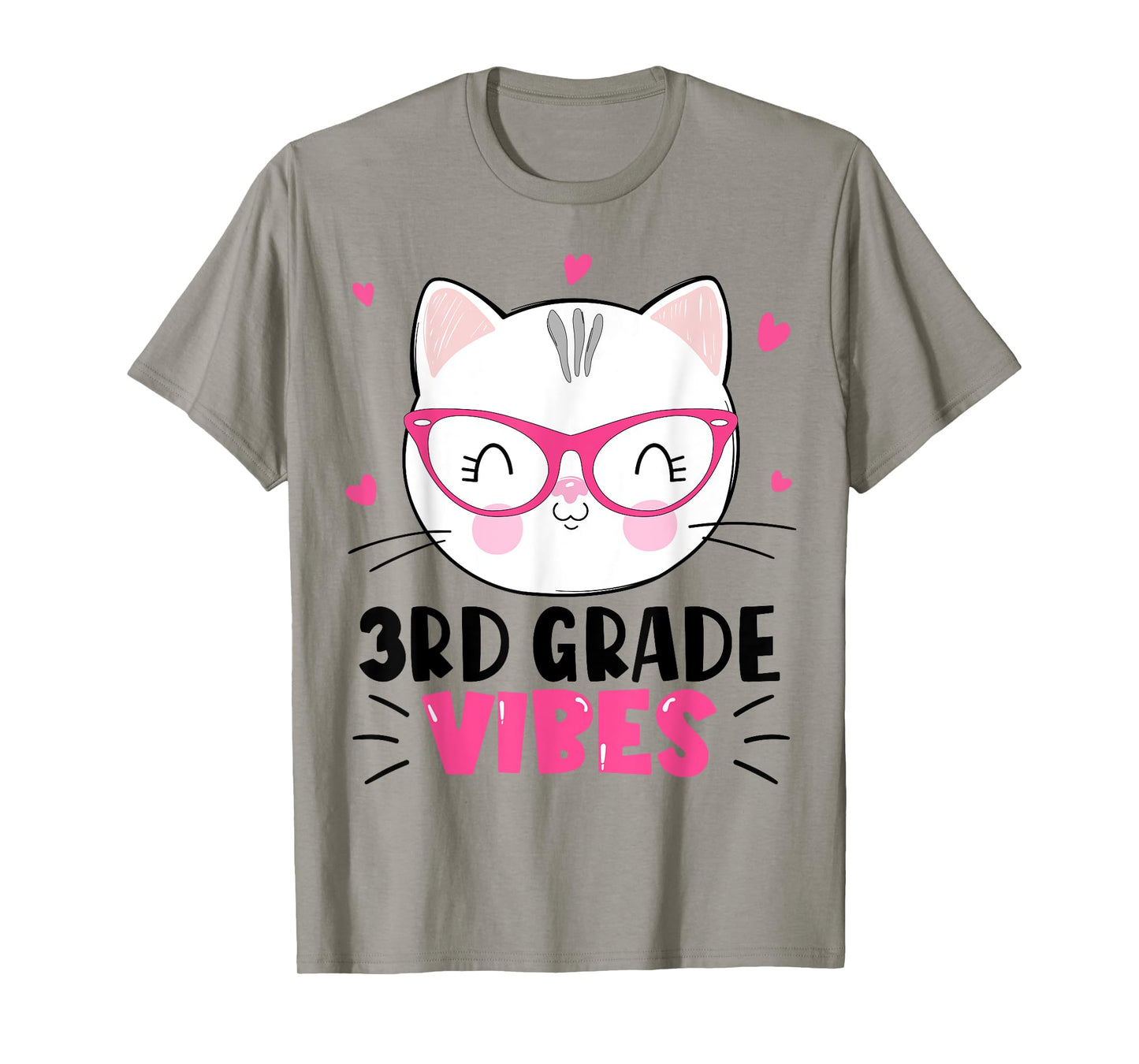 Cute 3rd Grade Vibes Cat Kitten Lover Back To School Girls T-Shirt