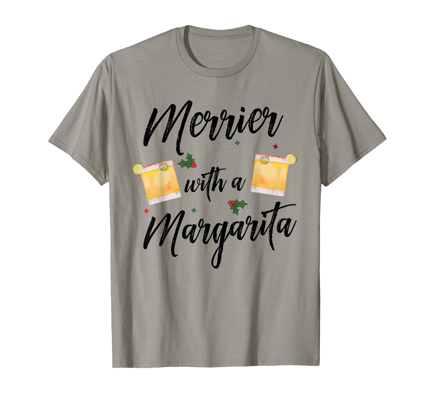 Merrier With A Margarita Christmas Margarita Xmas Tequila T-Shirt
