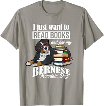 Retro Vintage Womens Read Books Bernese Mountain Dog Lover T-Shirt