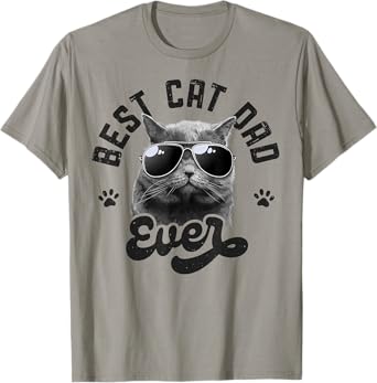 Best Cat Dad Ever Funny Daddy Father's Day Retro Vintage Men T-Shirt