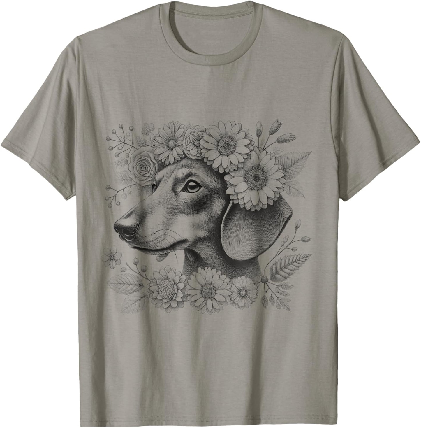 Floral Dachshund Mom Doxie Weiner Dog Flower Design T-Shirt