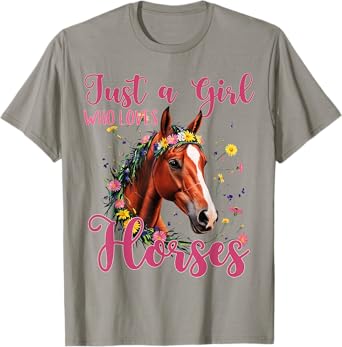 Just A Girl Who Loves Horses Wildflowers Horse Girls Kids T-Shirt