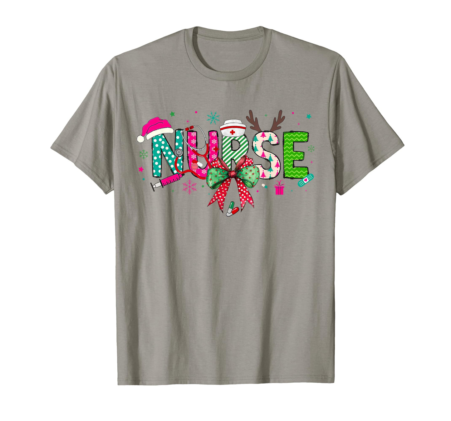 Christmas Nurse Stethoscope Xmas Coquette Bow Nursing School T-Shirt