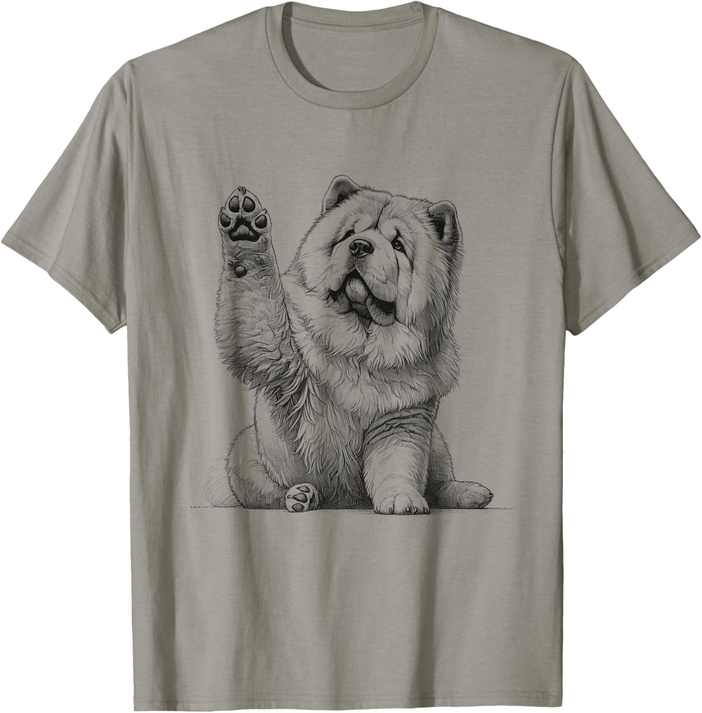 Cute Chow Chow Dog Raising Paw Design T-Shirt