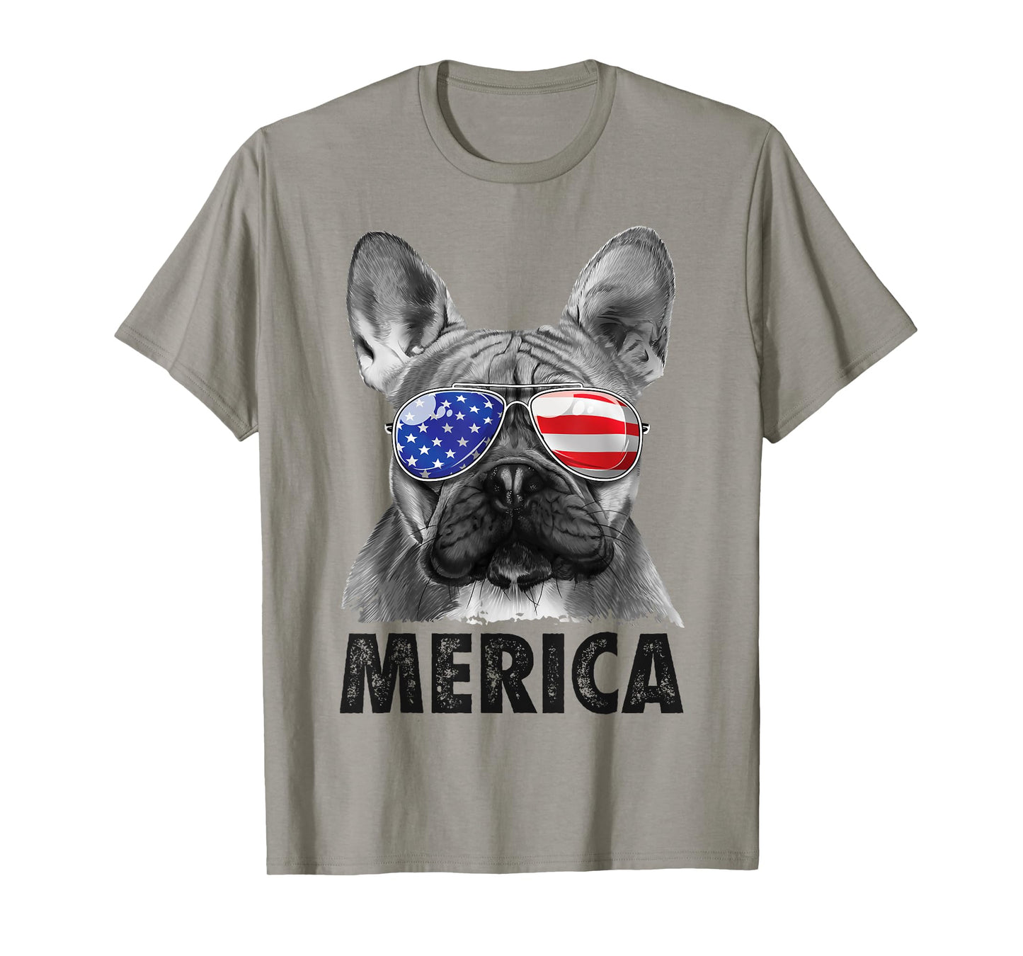 French Bulldog 4th of July Merica American Flag Sunglasses T-Shirt