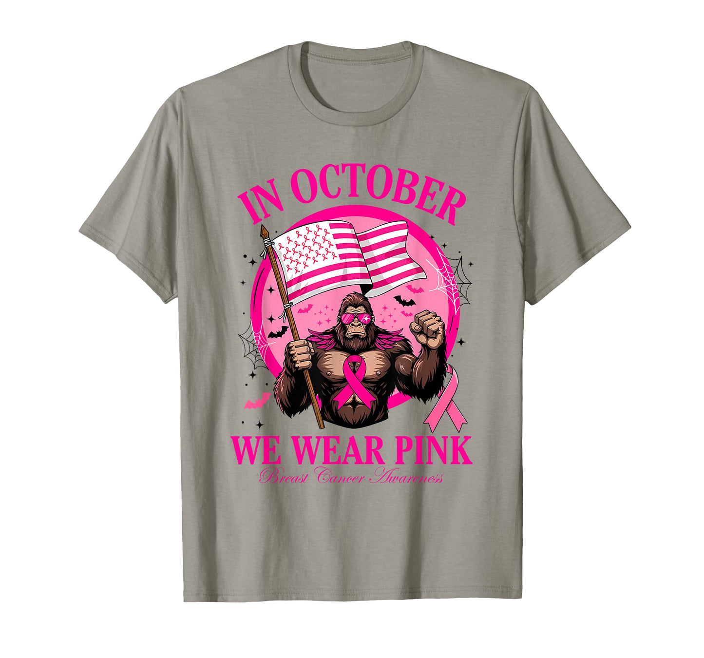 Bigfoot Pink Ribbon Breast Cancer Awareness Month Women Men T-Shirt
