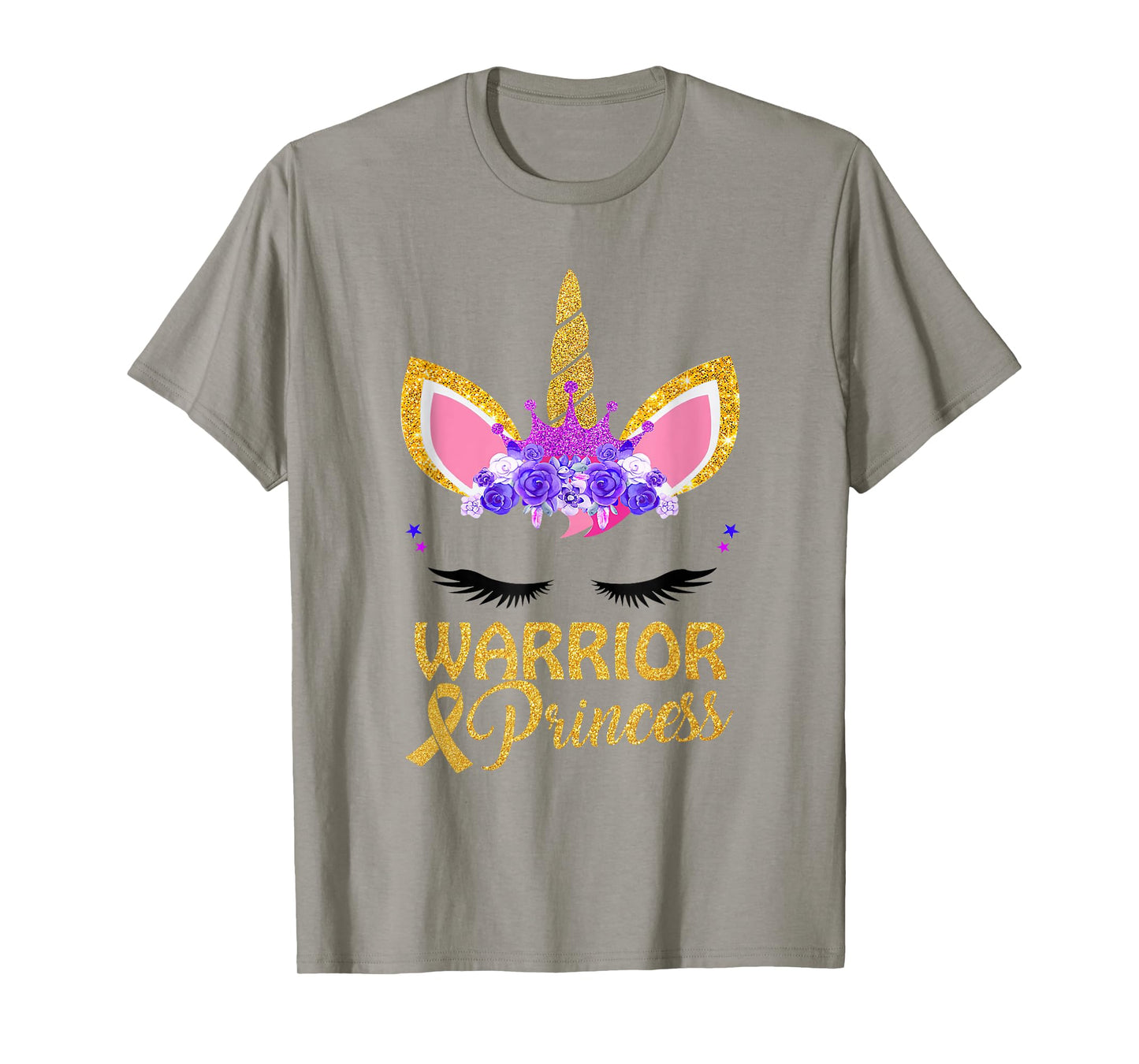 Childhood Cancer Awareness Unicorn Warrior Princess T-Shirt