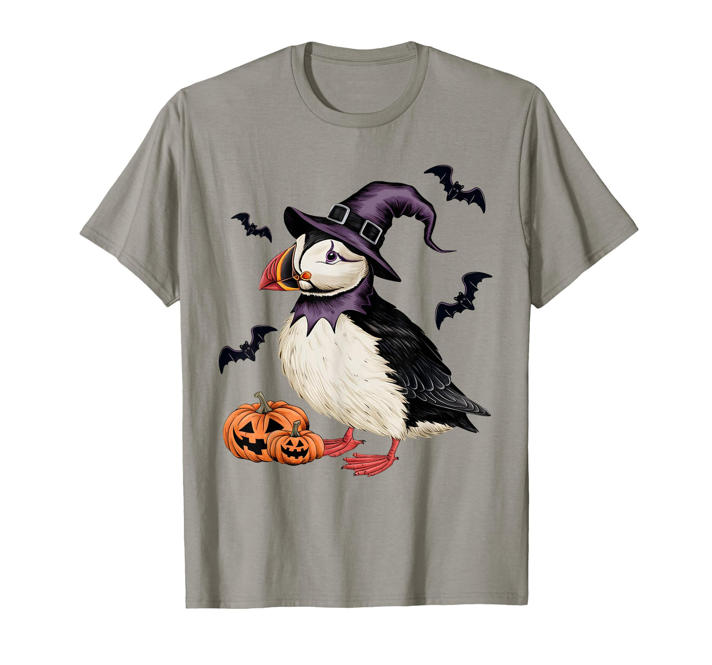 Puffin Bird Halloween Costume Scary Pumpkin Bat Witch T-Shirt