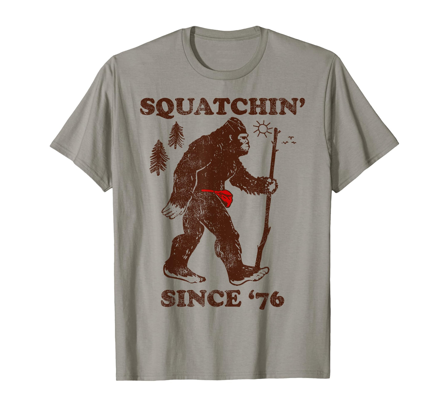 Squatchin' Since '76 Big Foot Vintage Outdoors T-Shirt