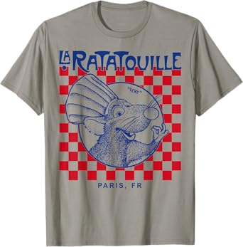 Disney Pixar Ratatouille Remy Paris Checkerboard Vintage T-Shirt