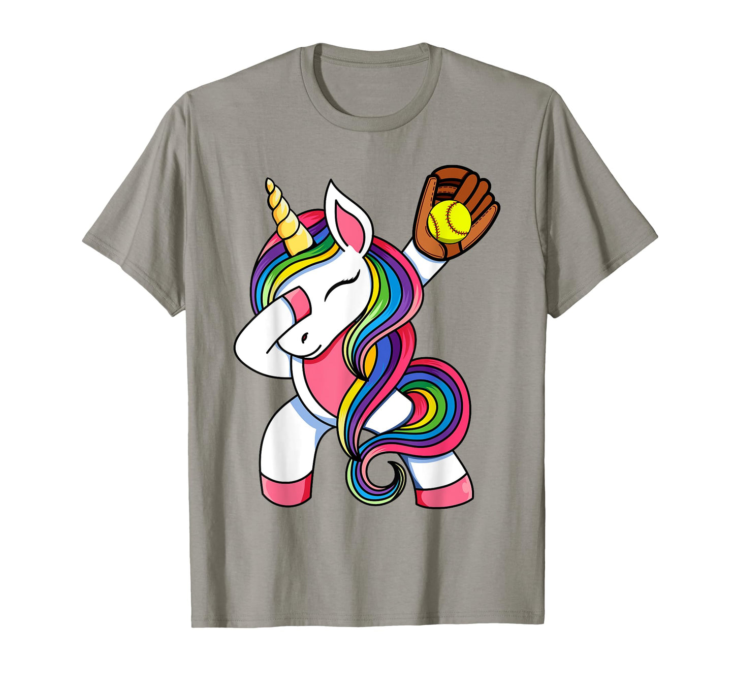 Girls Funny Dabbing Softball Unicorn Apparel, Youth Dab T-Shirt