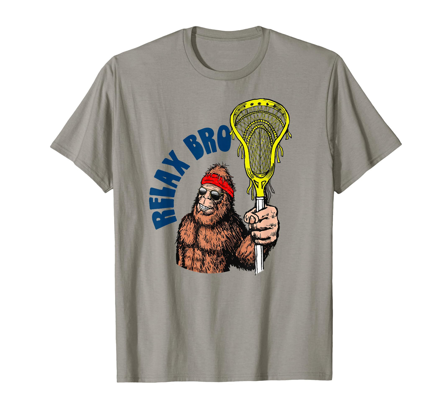 Relax Bro! Funny Sasquatch Lax Bigfoot Lacrosse Vintage 80s T-Shirt