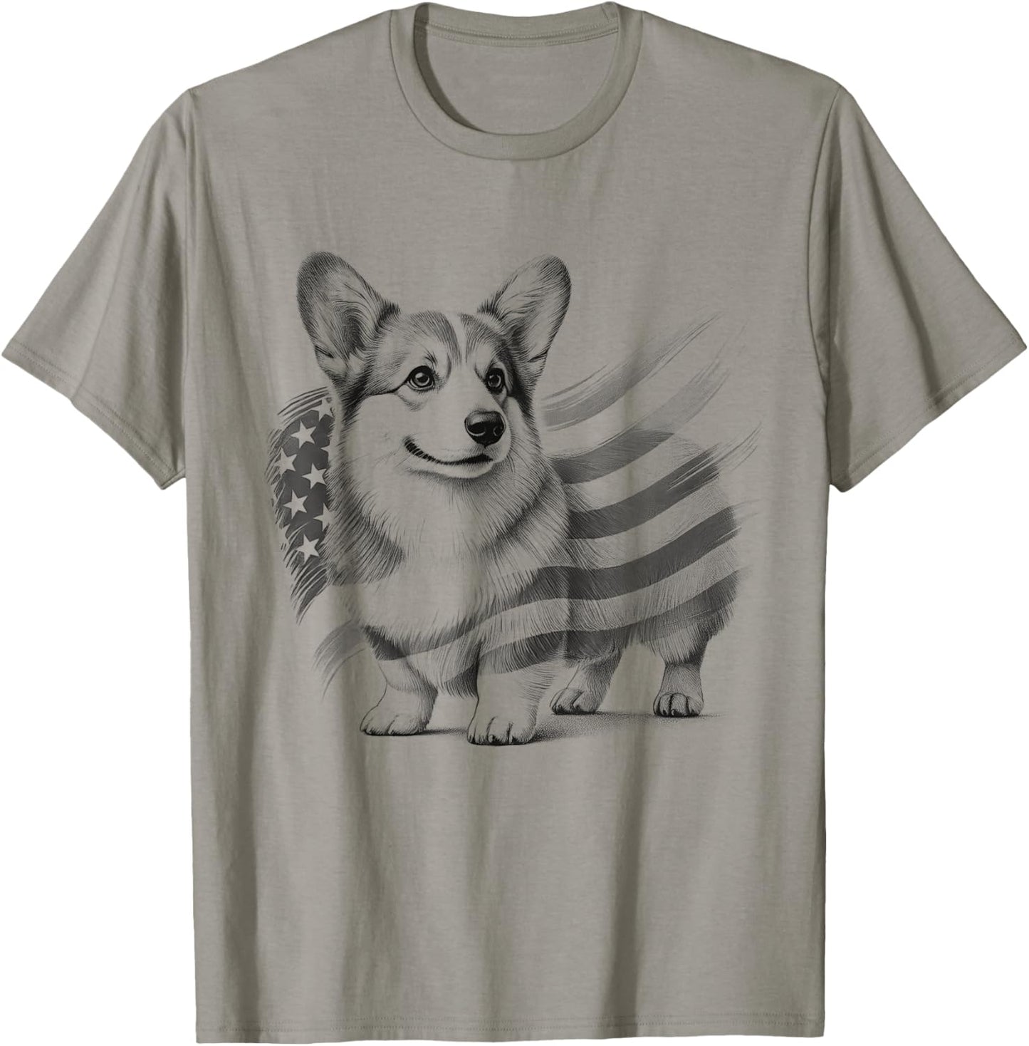 Pembroke Welsh Corgi Dog American Flag 4th Of July Design T-Shirt