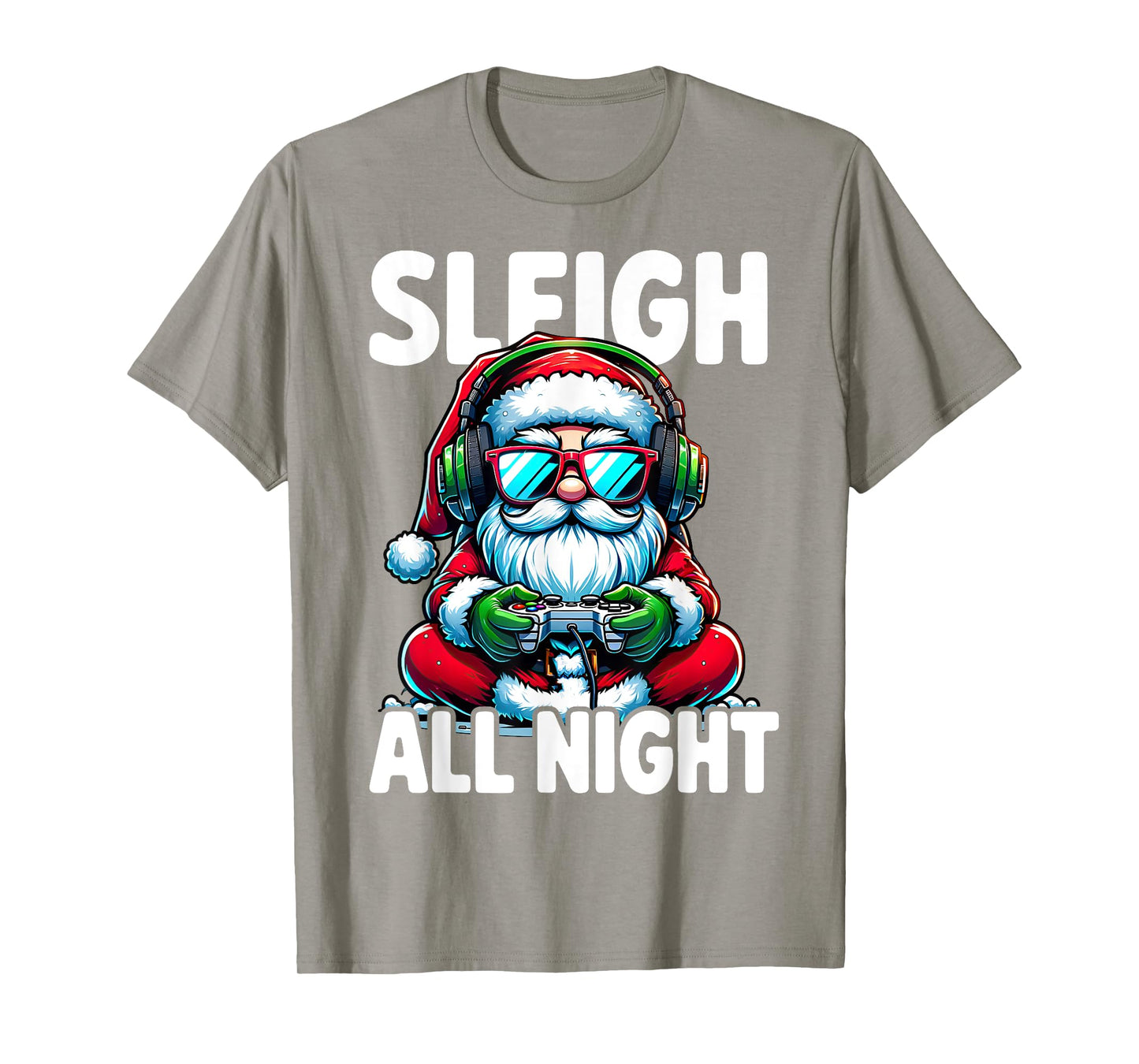 Christmas Gamer Boys Sleigh All Night Video Game Santa Xmas T-Shirt