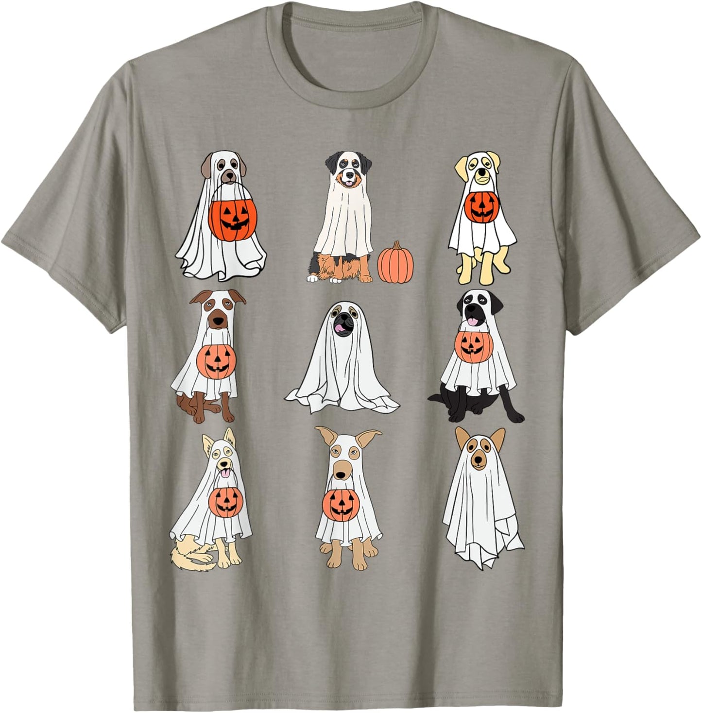 Dogs Ghost Cute Dogs Dressed As Ghost Funny Halloween Dog T-Shirt