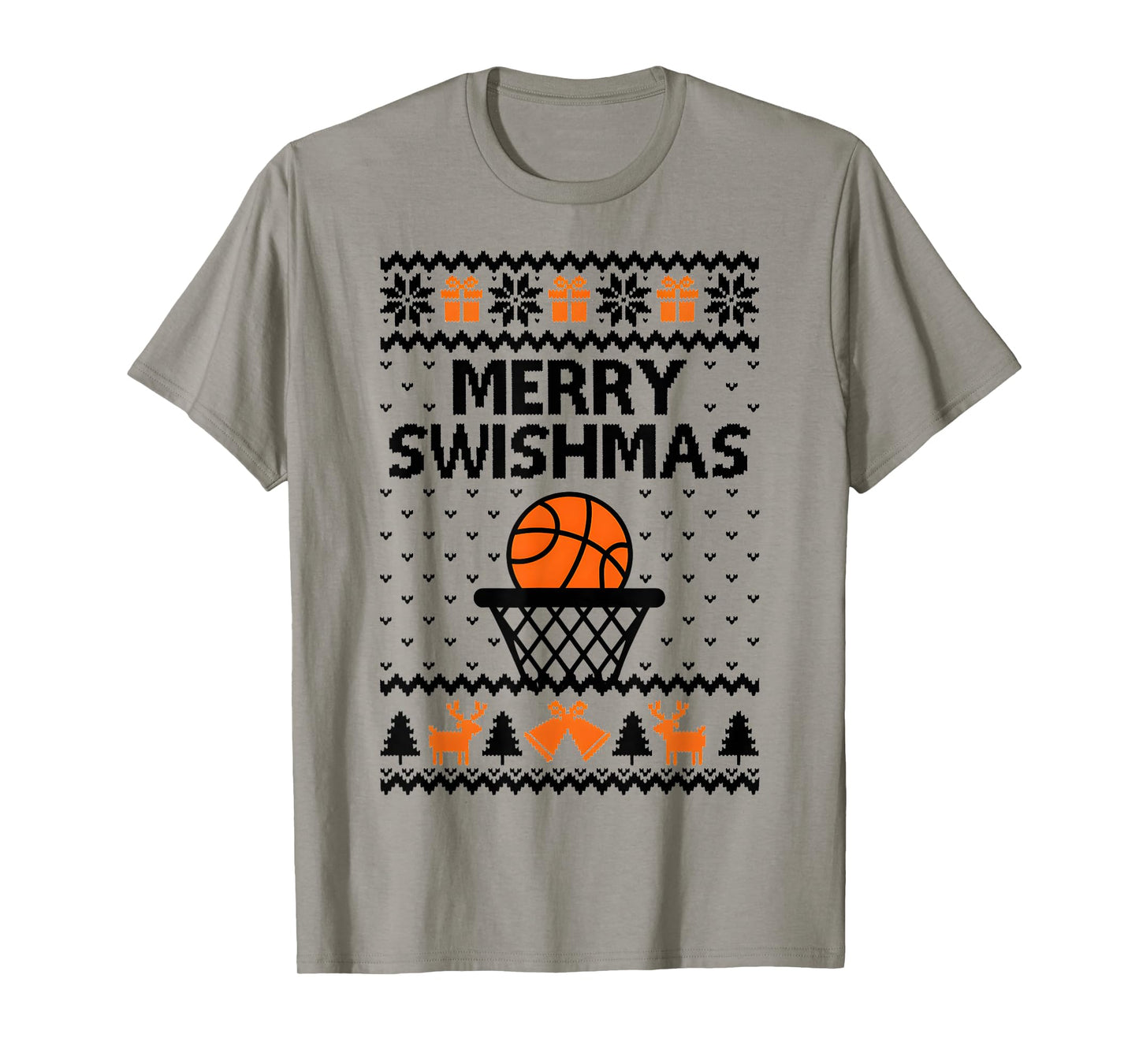 Merry Swishmas X-Mas Basketball Ugly Christmas Sweater Style T-Shirt