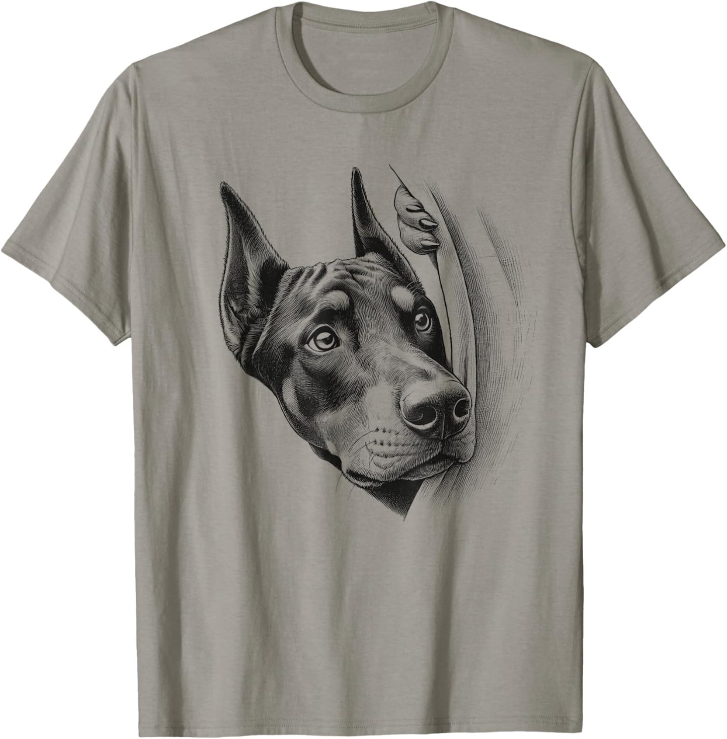 Doberman Pinscher Peeking Dog Dobie Design Men Women T-Shirt