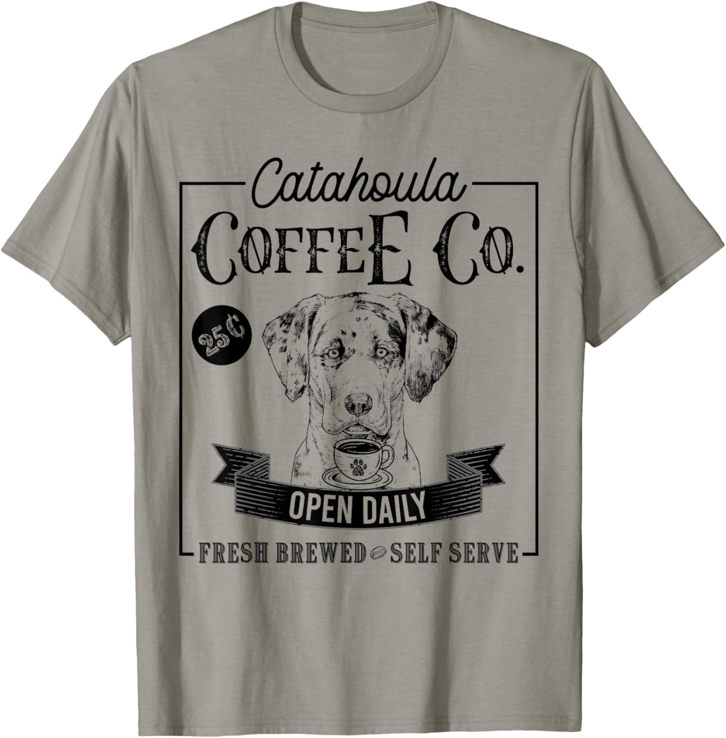Retro Catahoula Leopard Dog Coffee Funny Dog Coffee Lover T-Shirt