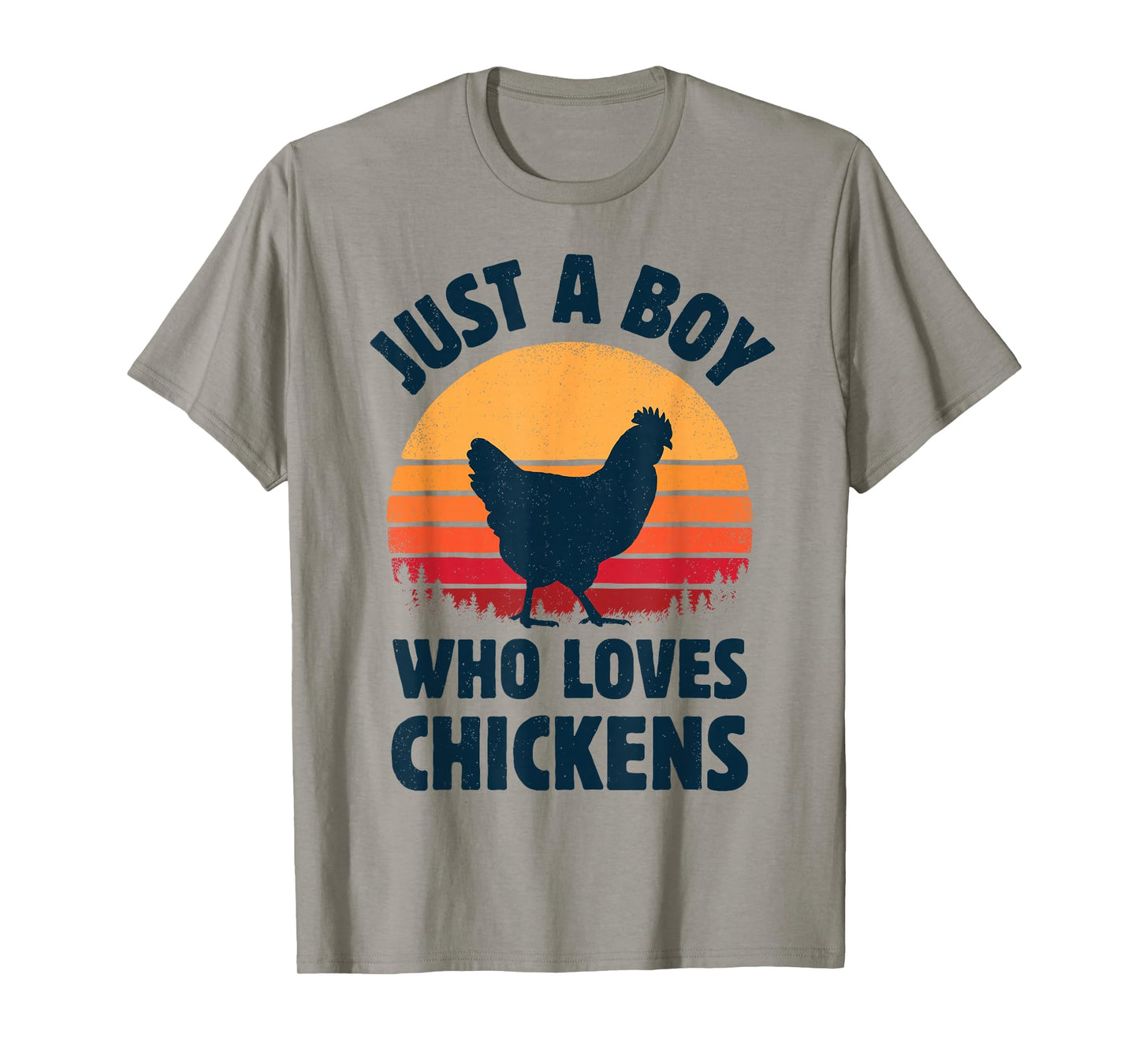 Chicken Just A Boy Who Loves Retro Farm Animal Farmer Sunset T-Shirt
