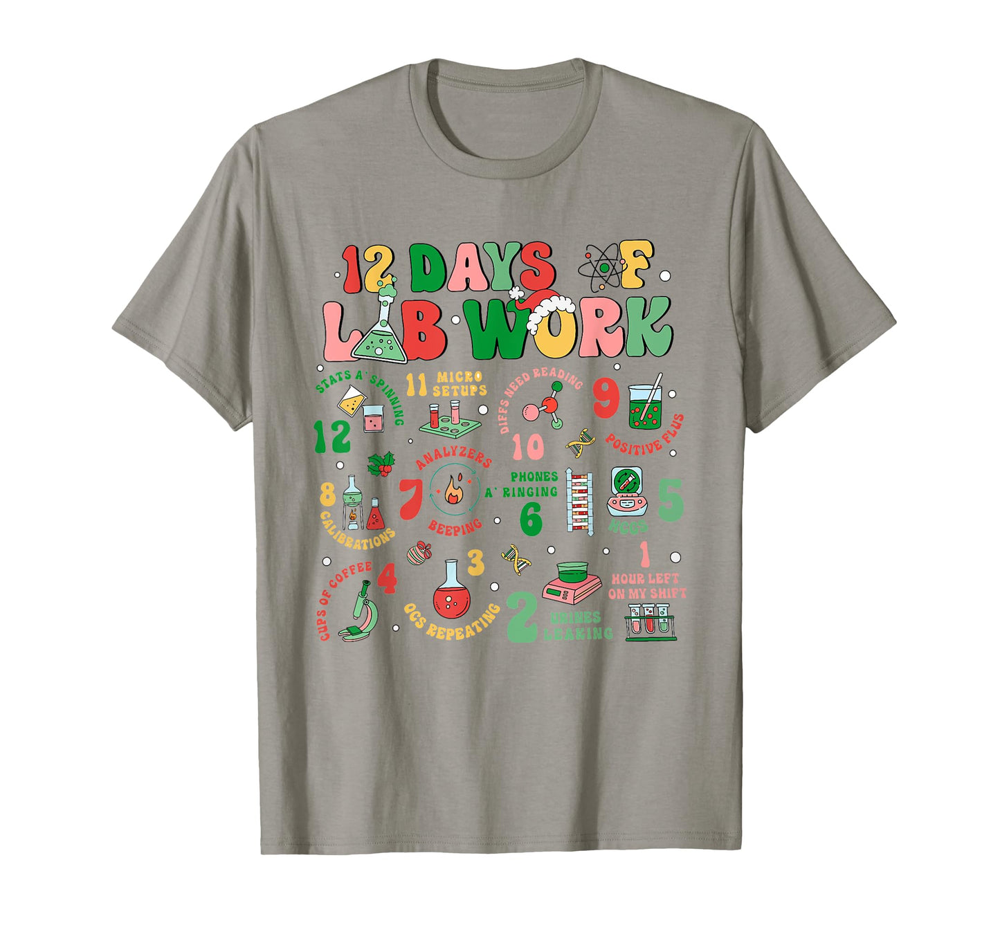 Lab Technician Christmas Gifts Unisex-Adults T-Shirt, Lab Tech Christmas, Medical Lab Science, White, Small, Short Sleeve