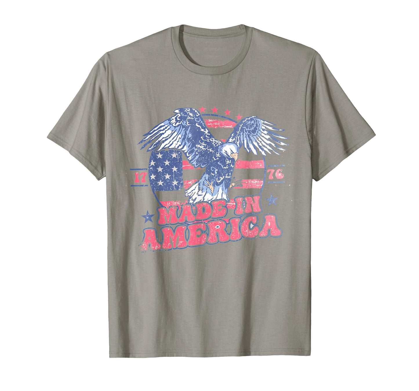 Women Retro Made In America 4th Of July Eagle Patriotic T-Shirt