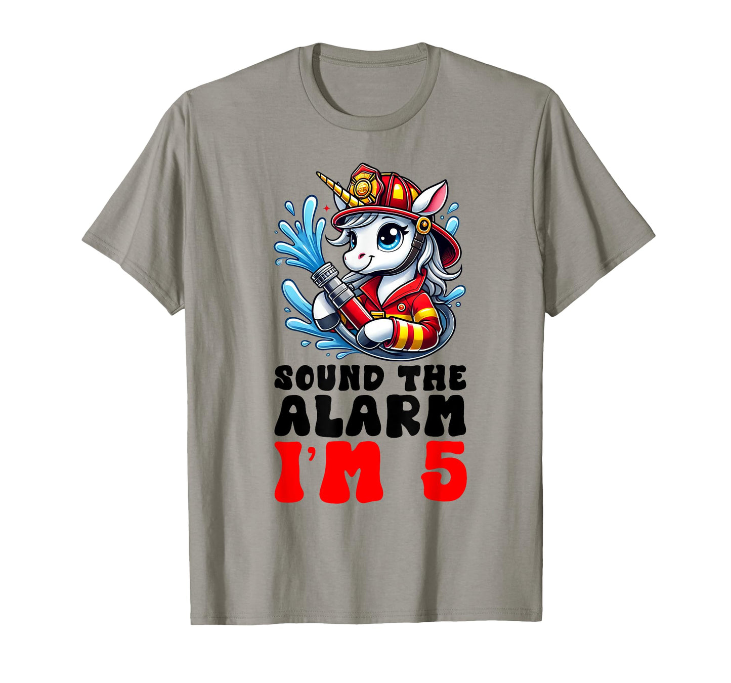 Unicorn Firefighter Fireman Kids 5th Birthday 5 Year Old T-Shirt