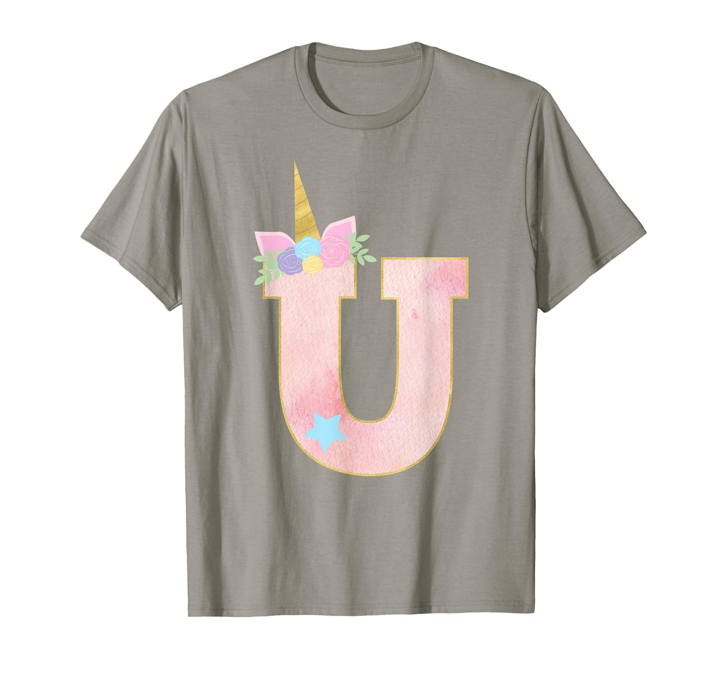 Initial Letter U Unicorn Monogram for Girls Unicorn Birthday T-Shirt