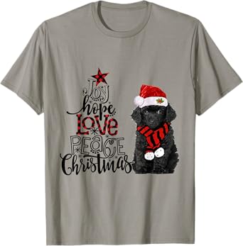 Joy Hope Love Peace Christmas Black Toy Poodle 2020 T-Shirt