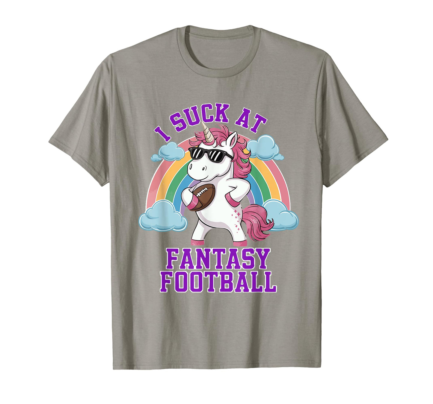 I Suck At Fantasy Football Funny Unicorn Rainbow Pink Loser T-Shirt