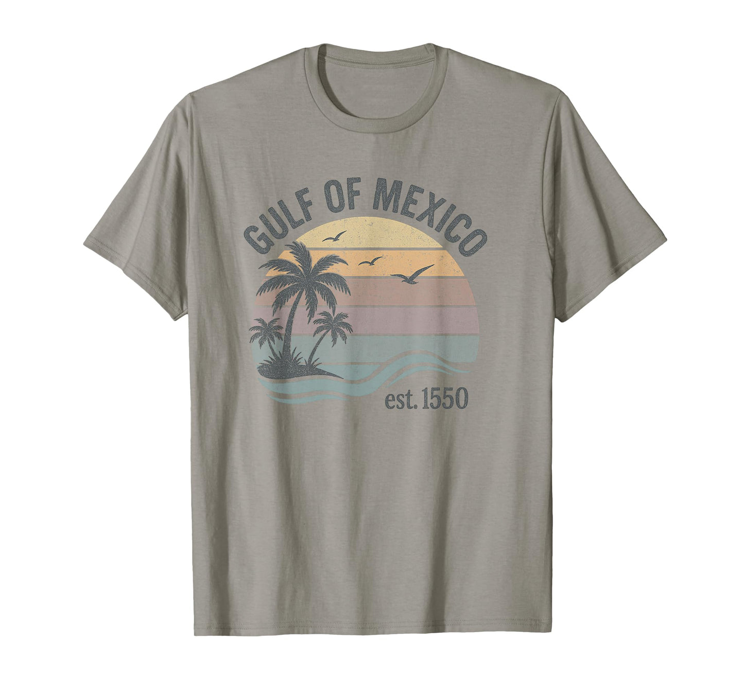 Gulf of Mexico Est. 1550 Pastel Retro Beach Sunset T-Shirt